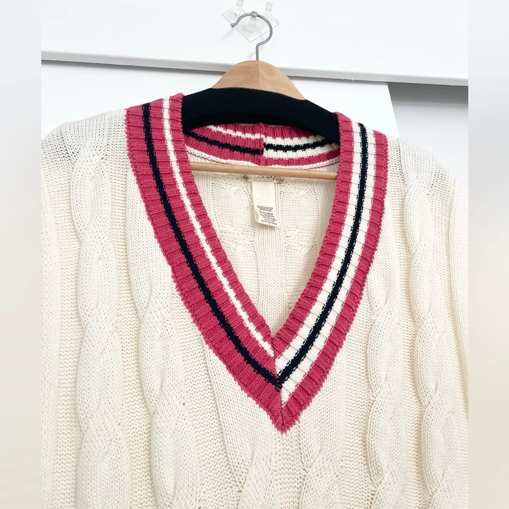 NWOT Free People Coastal Prep Cotton Knit Vest Sweater Pullover One Size